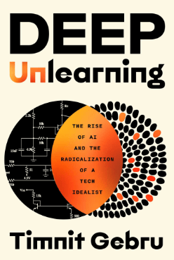 Cover of Deep Unlearning showing the title of the book and a venn diagram of a black circle with circuitry diagrams overlapping with a circle made out of smaller circles.